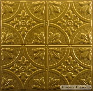 Tin Ceiling Design 309 Painted 402 Golden Brass