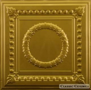 Tin Ceiling Design 503 Painted 402 Golden Brass